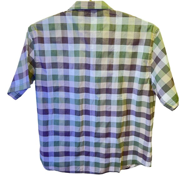 Akademiks Mens Short Sleeve Shirt Size 5XL Green Checked Button Pockets Collar - Picture 2 of 8